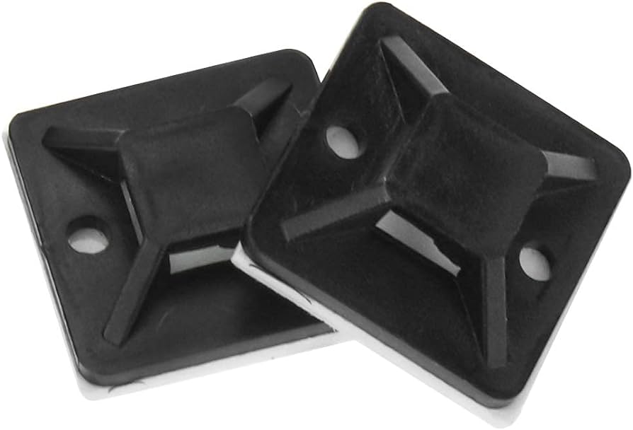 Excel Self Adhesive Cable Tie Base 28 x 28mm Black (100-Pack)